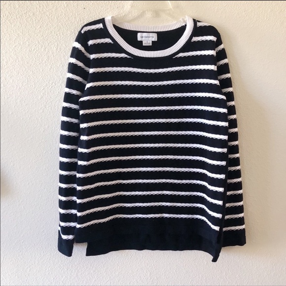 Liz Claiborne Black and White Striped Sweater - Picture 1 of 4